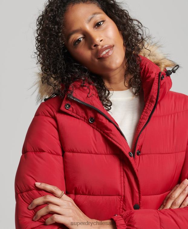 mujer Superdry rojo chamarra corta con capucha 2R68Z3632
