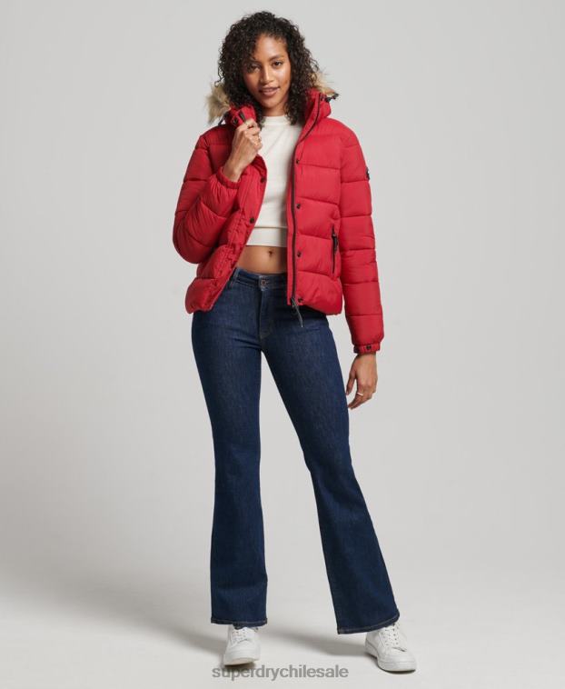 mujer Superdry rojo chamarra corta con capucha 2R68Z3632