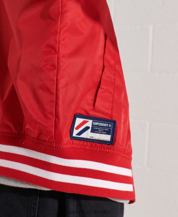 mujer Superdry rojo chamarra de béisbol clásica del equipo universitario 2R68Z5482