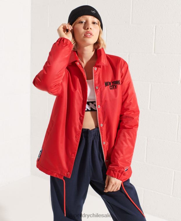mujer Superdry rojo chamarra entrenador a presión 2R68Z5733