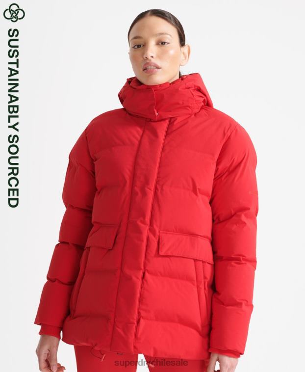 mujer Superdry rojo chaqueta acolchada boxy tren 2R68Z5729