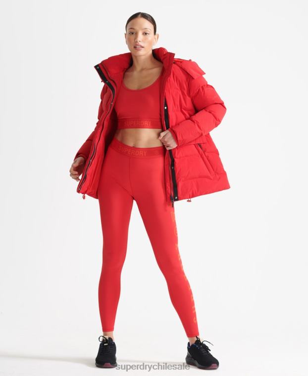 mujer Superdry rojo chaqueta acolchada boxy tren 2R68Z5729