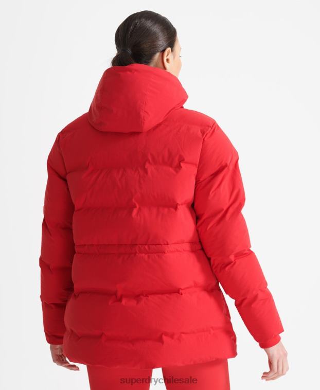 mujer Superdry rojo chaqueta acolchada boxy tren 2R68Z5729