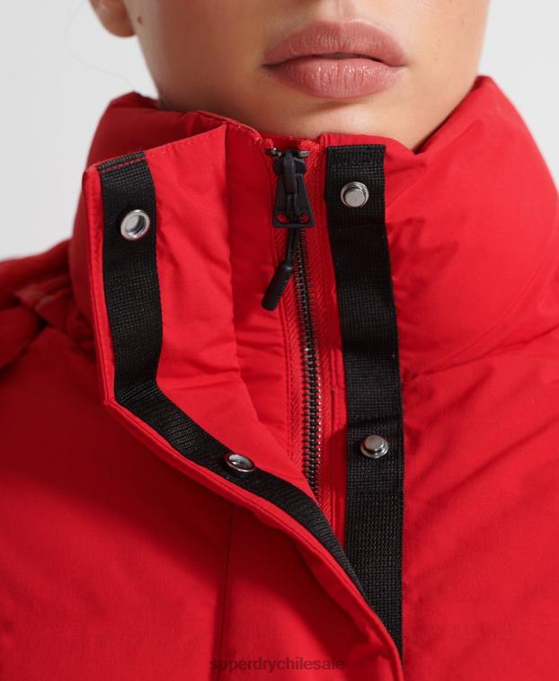 mujer Superdry rojo chaqueta acolchada boxy tren 2R68Z5729