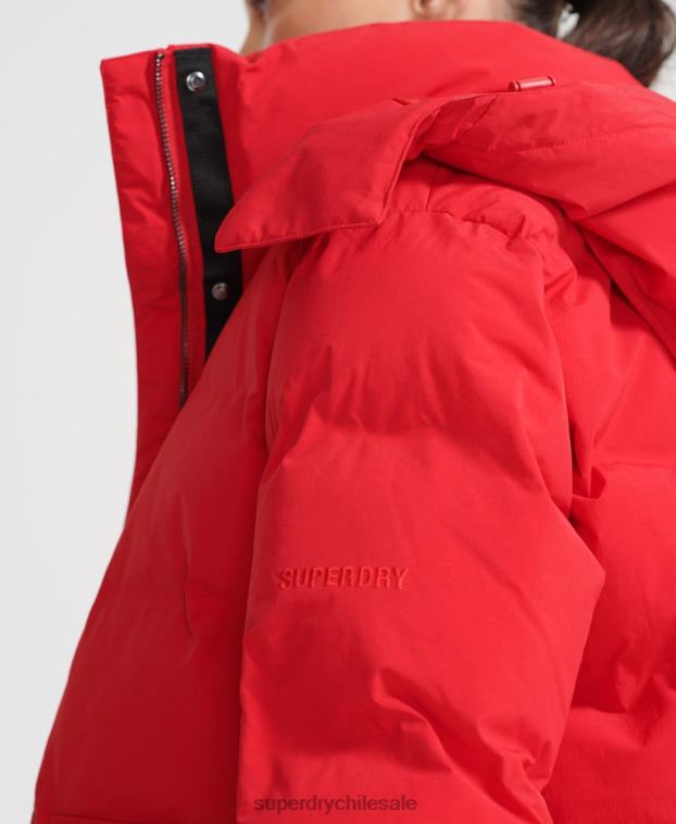 mujer Superdry rojo chaqueta acolchada boxy tren 2R68Z5729