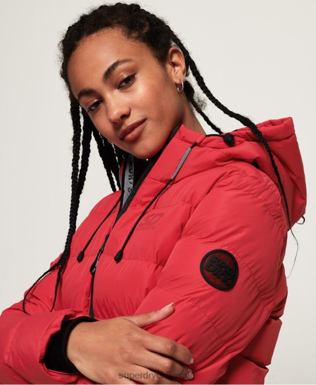 mujer Superdry rojo chaqueta acolchada con ícono 2R68Z3831