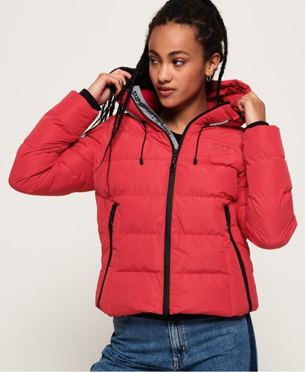 mujer Superdry rojo chaqueta acolchada con ícono 2R68Z3831