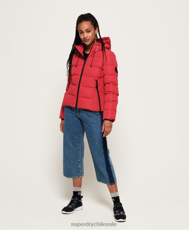 mujer Superdry rojo chaqueta acolchada con ícono 2R68Z3831