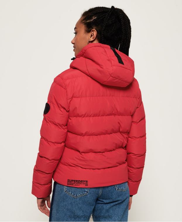 mujer Superdry rojo chaqueta acolchada con ícono 2R68Z3831