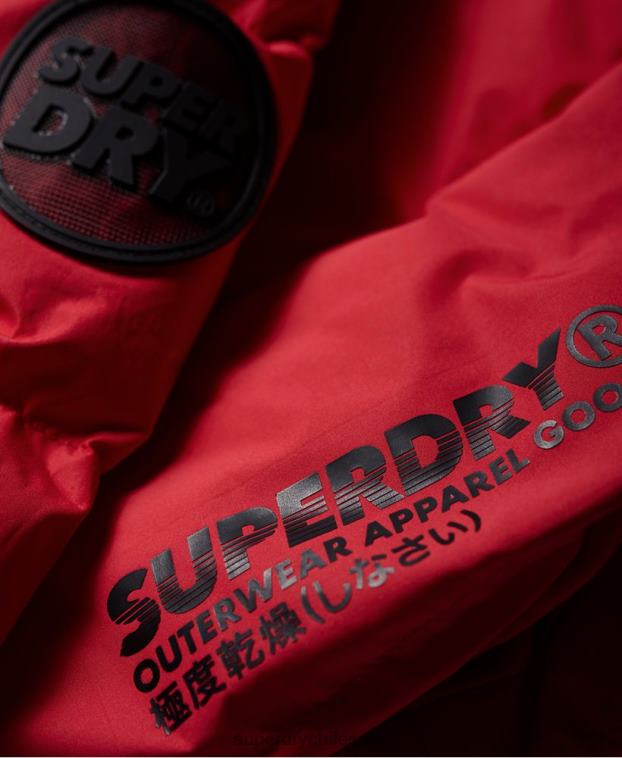 mujer Superdry rojo chaqueta acolchada con ícono 2R68Z3831