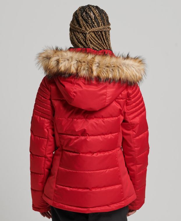 mujer Superdry rojo chaqueta acolchada de nieve de lujo 2R68Z3566