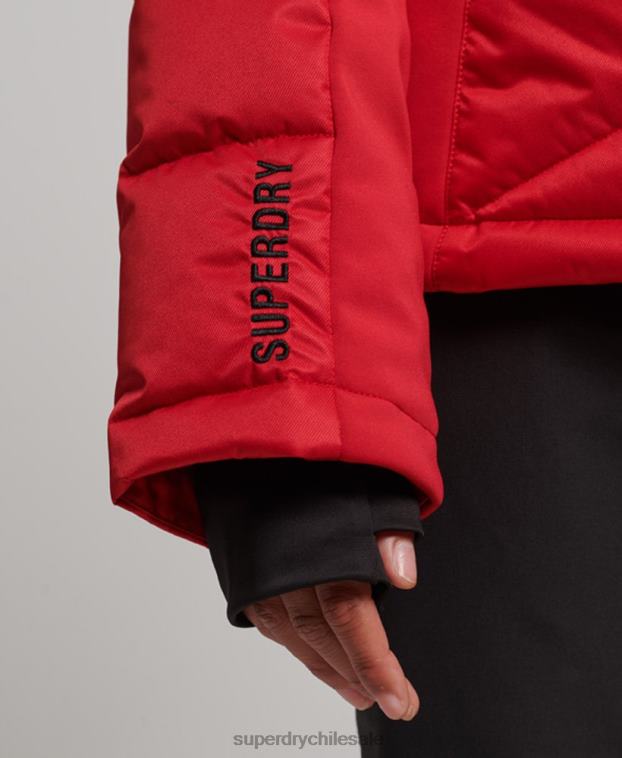 mujer Superdry rojo chaqueta acolchada de nieve de lujo 2R68Z3566