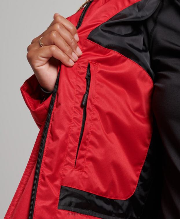 mujer Superdry rojo chaqueta acolchada de nieve de lujo 2R68Z3566