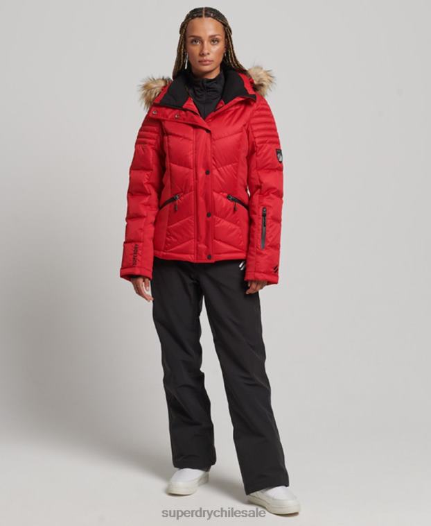 mujer Superdry rojo chaqueta acolchada de nieve de lujo 2R68Z3566