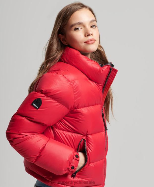 mujer Superdry rojo chaqueta acolchada de plumón alpino de lujo 2R68Z5584