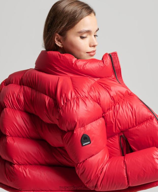mujer Superdry rojo chaqueta acolchada de plumón alpino de lujo 2R68Z5584
