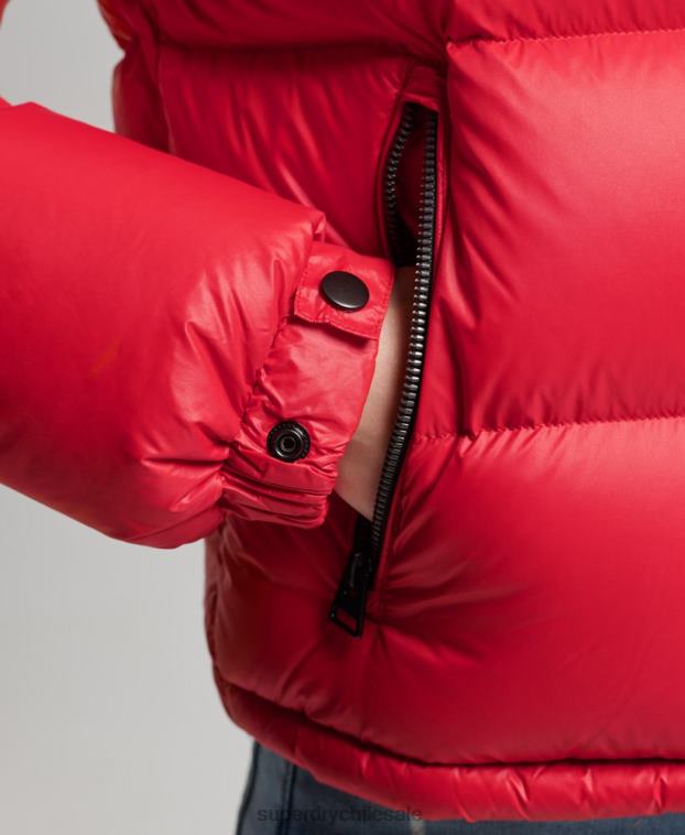 mujer Superdry rojo chaqueta acolchada de plumón alpino de lujo 2R68Z5584