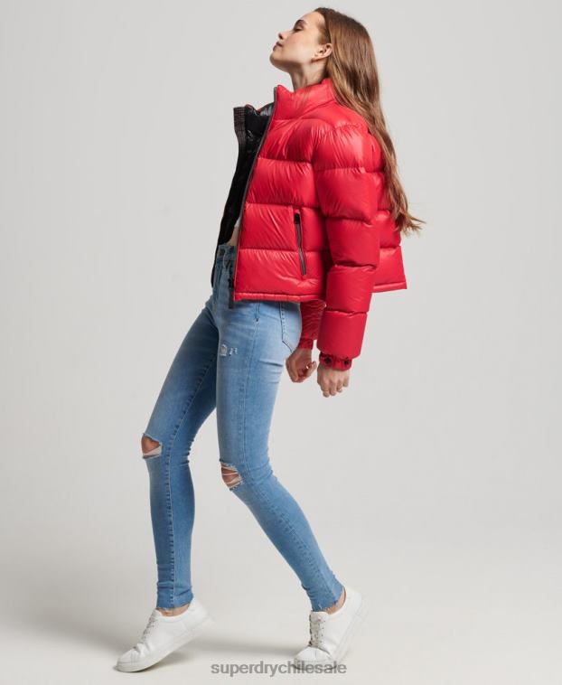 mujer Superdry rojo chaqueta acolchada de plumón alpino de lujo 2R68Z5584