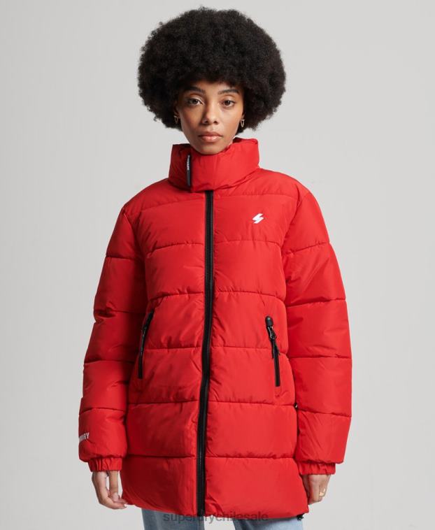 mujer Superdry rojo chaqueta acolchada deportiva con palangre 2R68Z5640