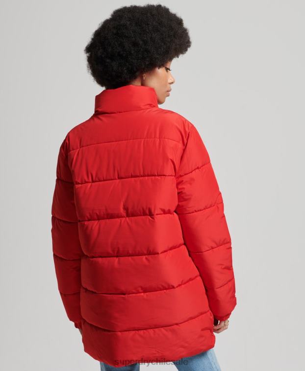mujer Superdry rojo chaqueta acolchada deportiva con palangre 2R68Z5640