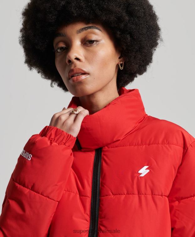 mujer Superdry rojo chaqueta acolchada deportiva con palangre 2R68Z5640