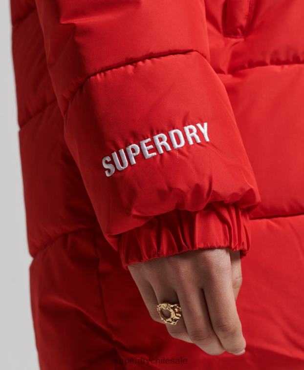 mujer Superdry rojo chaqueta acolchada deportiva con palangre 2R68Z5640