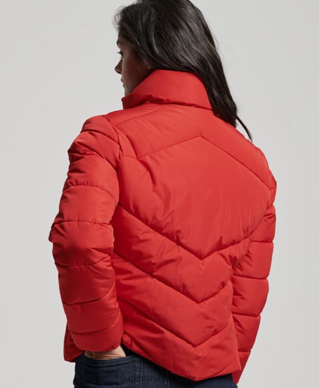 mujer Superdry rojo chaqueta acolchada deportiva sin capucha 2R68Z3761