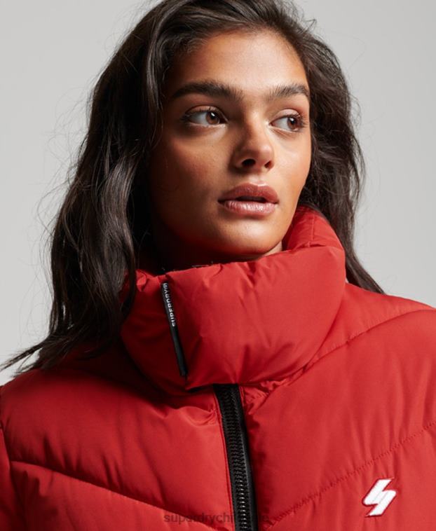 mujer Superdry rojo chaqueta acolchada deportiva sin capucha 2R68Z3761