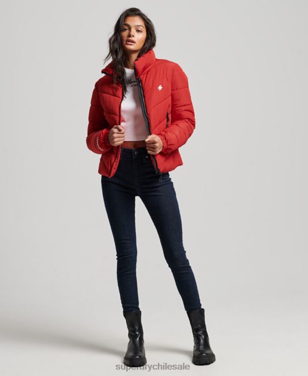 mujer Superdry rojo chaqueta acolchada deportiva sin capucha 2R68Z3761