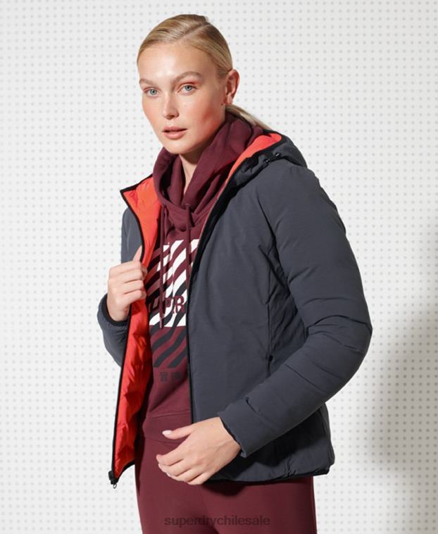 mujer Superdry rojo chaqueta acolchada reversible 2R68Z5738