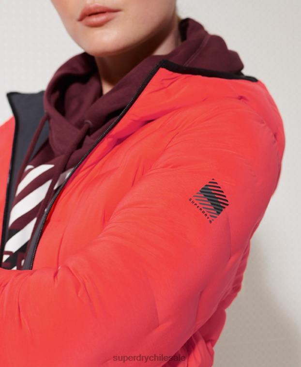 mujer Superdry rojo chaqueta acolchada reversible 2R68Z5738