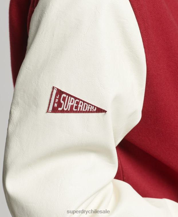 mujer Superdry rojo chaqueta bomber del equipo universitario 2R68Z5427
