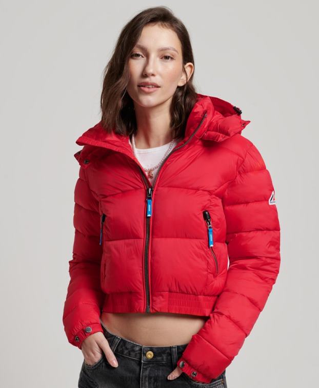 mujer Superdry rojo chaqueta corta con capucha fuji 2R68Z5525