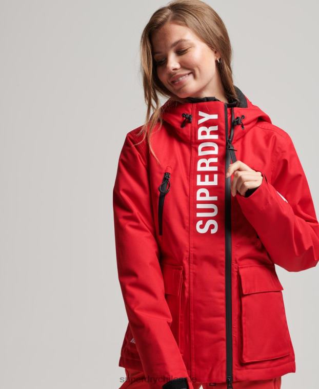mujer Superdry rojo chaqueta de rescate de esquí 2R68Z6530