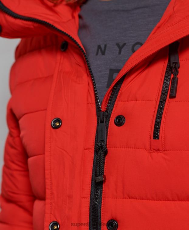 mujer Superdry rojo chaqueta fuji clásica de piel sintética 2R68Z5542
