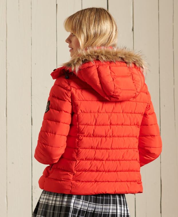 mujer Superdry rojo chaqueta fuji clásica de piel sintética 2R68Z5577