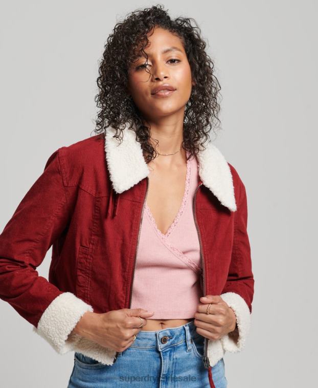 mujer Superdry rojo chaqueta indie con forro de borreguito 2R68Z5572