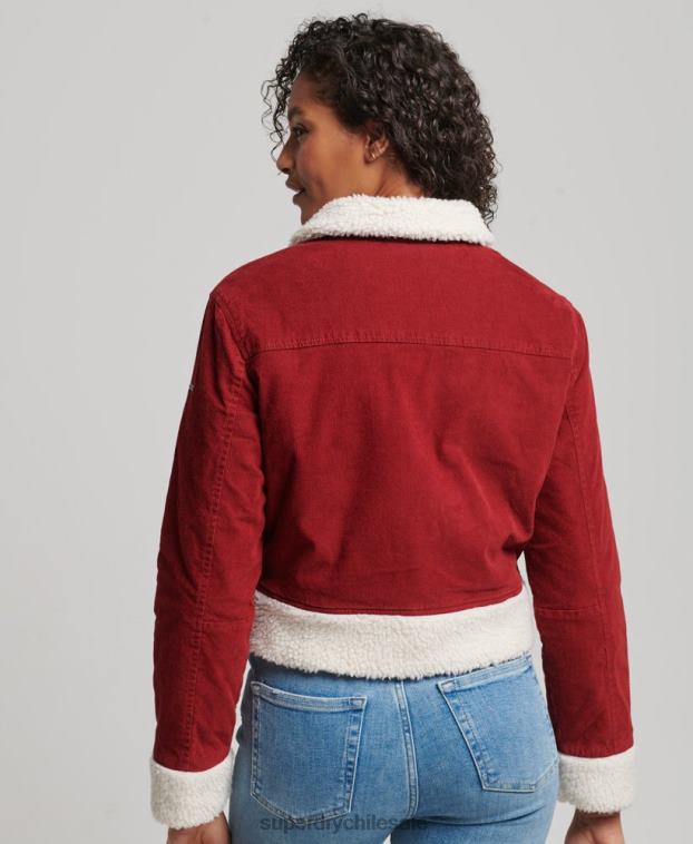 mujer Superdry rojo chaqueta indie con forro de borreguito 2R68Z5572