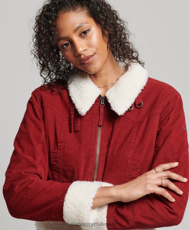 mujer Superdry rojo chaqueta indie con forro de borreguito 2R68Z5572