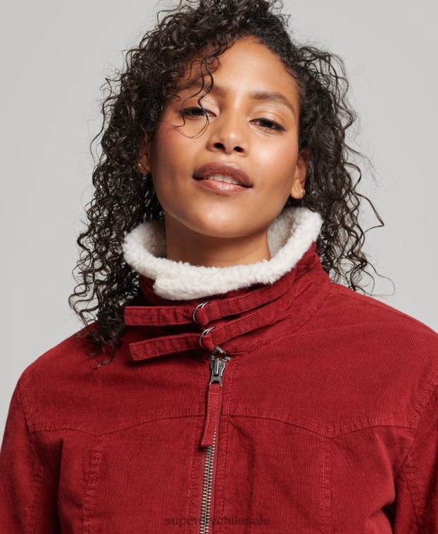 mujer Superdry rojo chaqueta indie con forro de borreguito 2R68Z5572