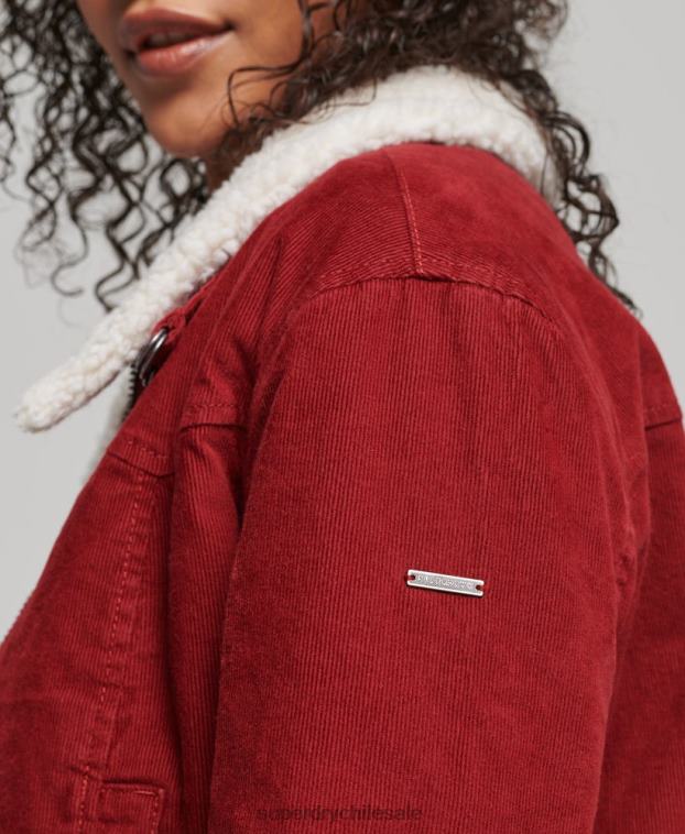 mujer Superdry rojo chaqueta indie con forro de borreguito 2R68Z5572