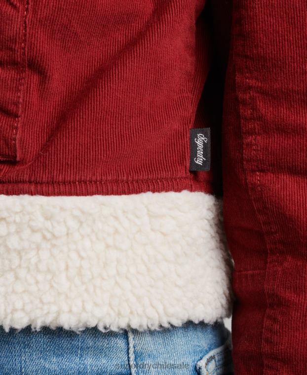 mujer Superdry rojo chaqueta indie con forro de borreguito 2R68Z5572