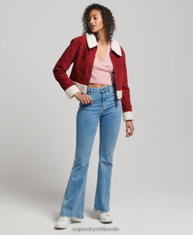 mujer Superdry rojo chaqueta indie con forro de borreguito 2R68Z5572