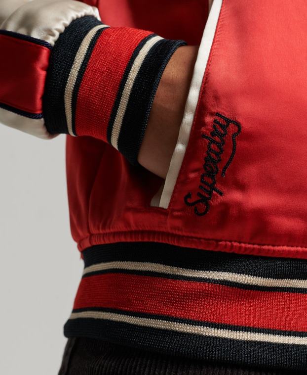mujer Superdry rojo chaqueta sukajan bordada vintage 2R68Z3517