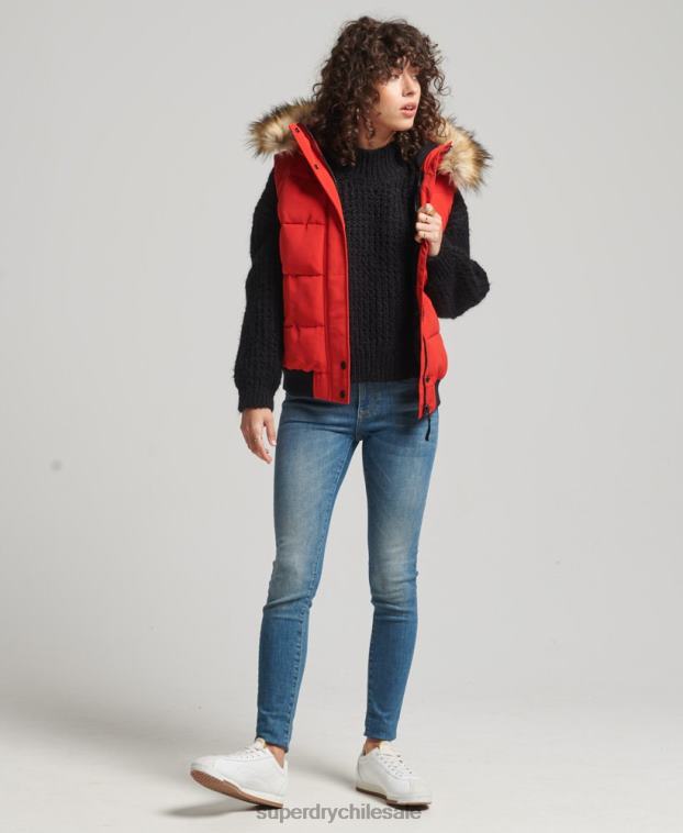 mujer Superdry rojo ella chaleco 2R68Z5534