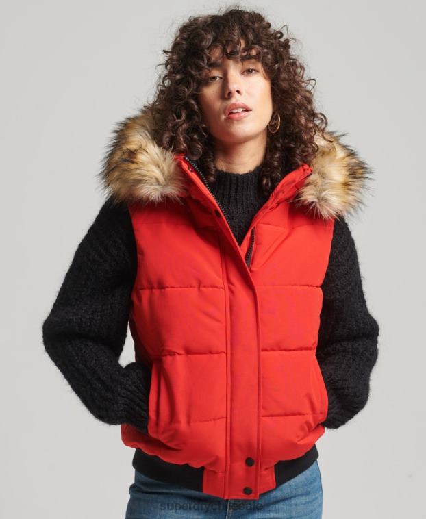 mujer Superdry rojo ella chaleco 2R68Z5534