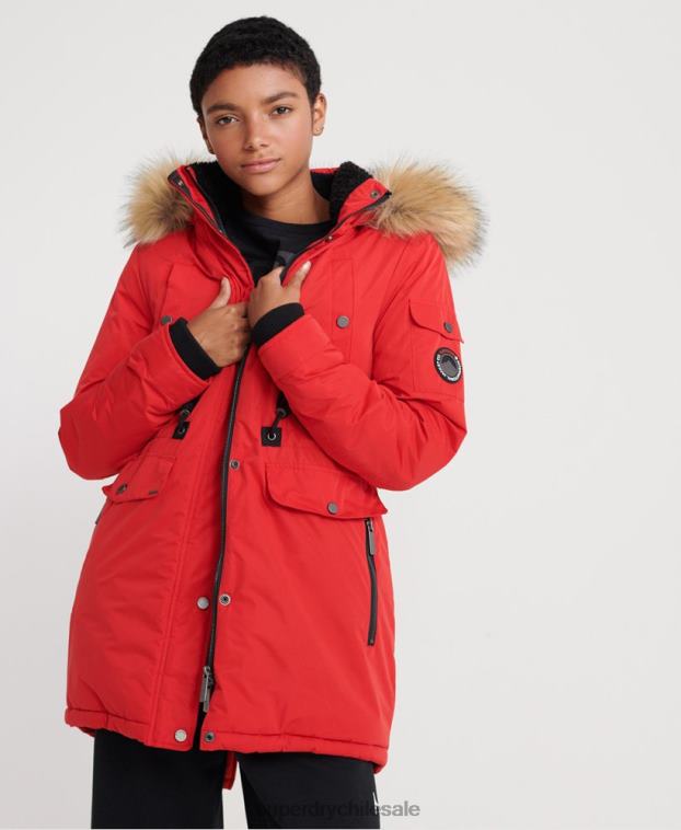mujer Superdry rojo parka de microfibra nadare 2R68Z5643