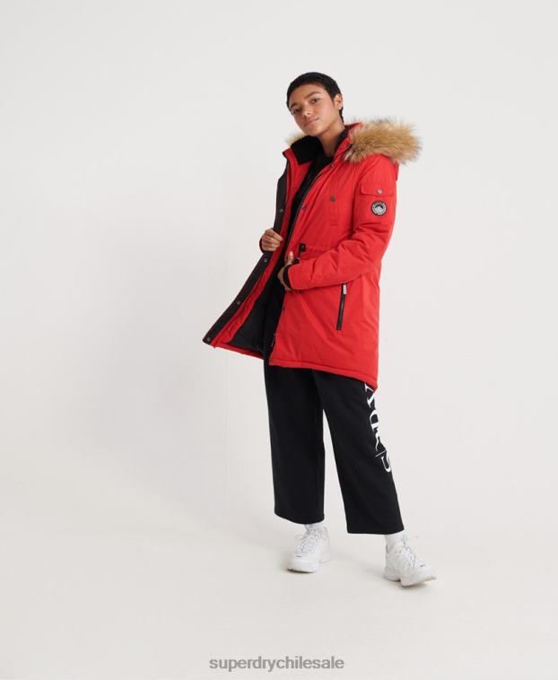 mujer Superdry rojo parka de microfibra nadare 2R68Z5643