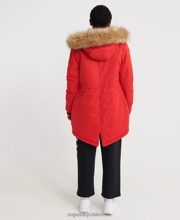 mujer Superdry rojo parka de microfibra nadare 2R68Z5643