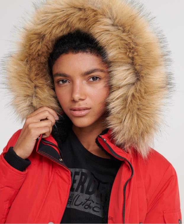 mujer Superdry rojo parka de microfibra nadare 2R68Z5643